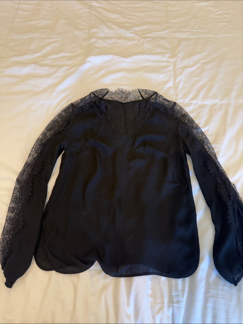 Robert Rodriguez Black Lace V-Neck Blouse